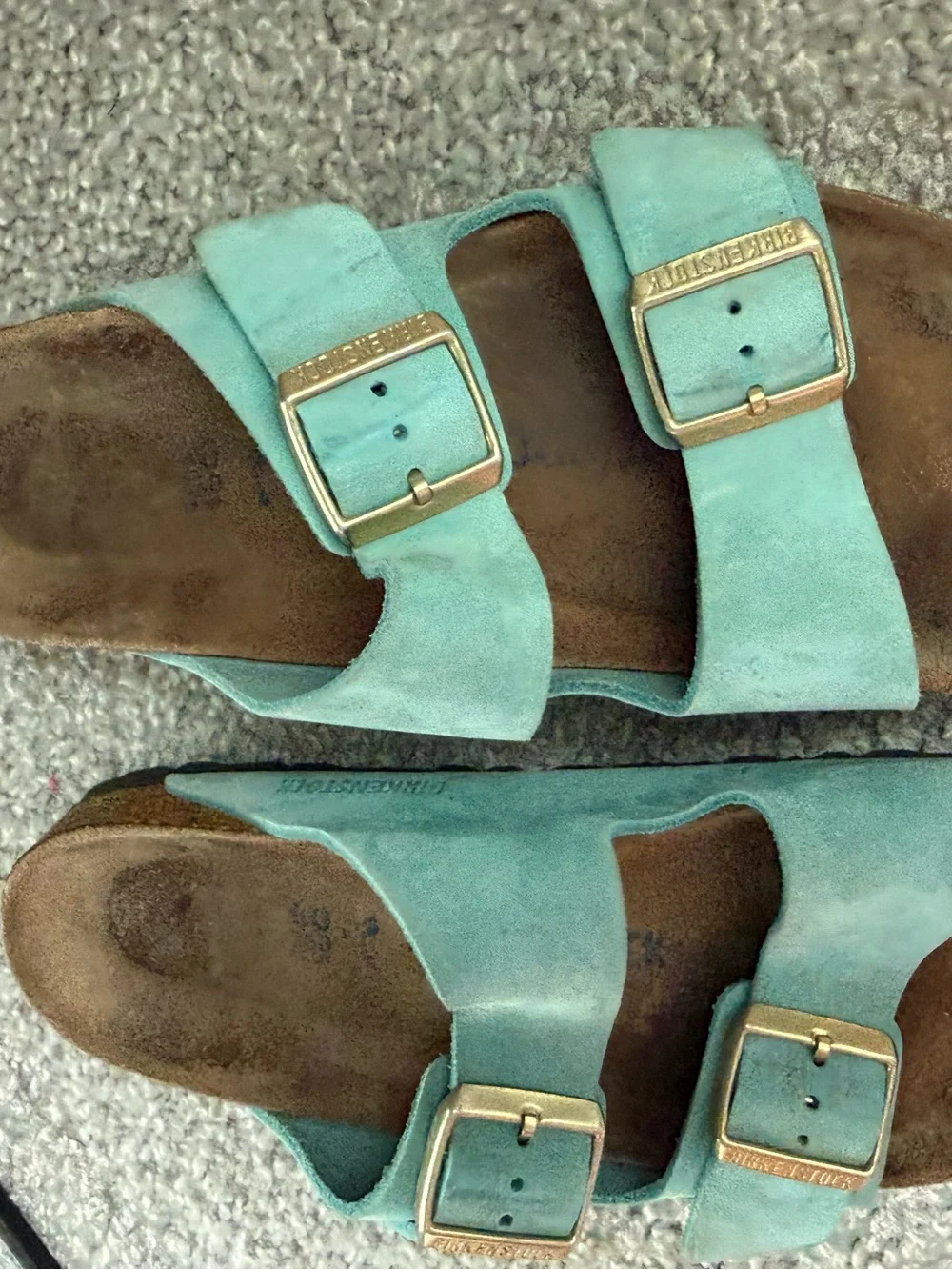 Birkenstock Arizona Womens Turquoise Suede Soft Footbed Women Size 40/9 Us Regul